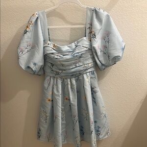 Self-Portrait Floral Puff Sleeve Mini Dress